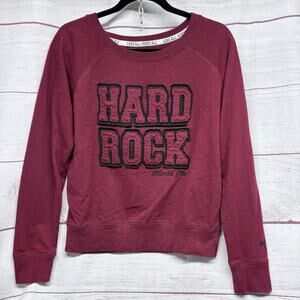 Hard Rock Cafe Atlantic City Sweatshirt Maroon Applique Spellout Size Medium